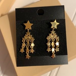 gold plated star chandelier earrings